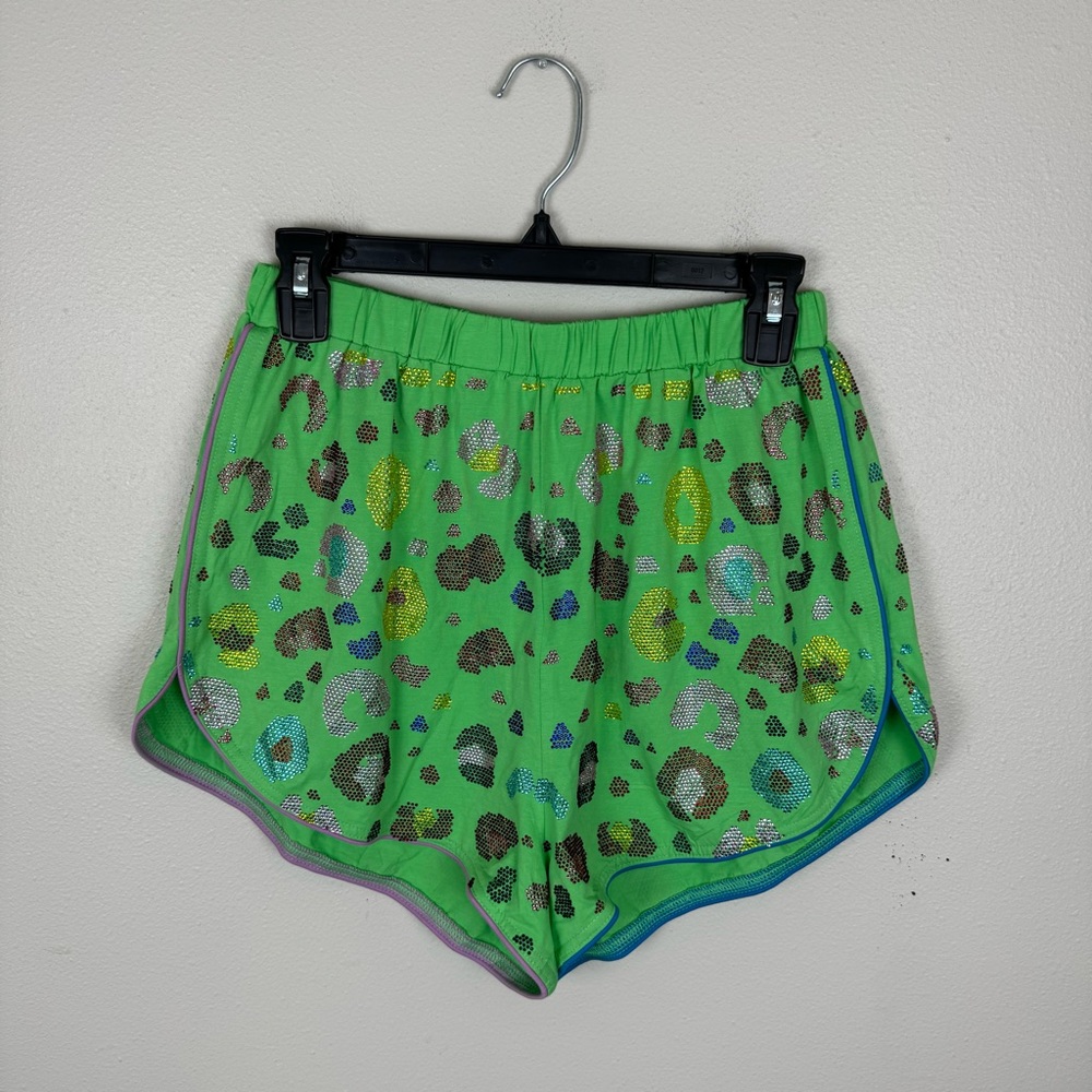 QUEEN OF SPARKLES Green Sequin Shorts